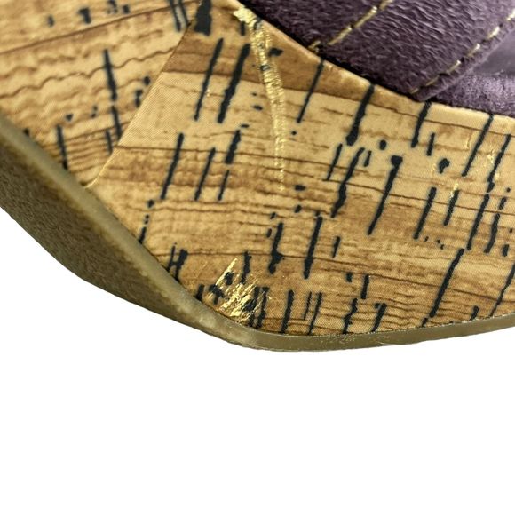 MixIt Strappy High Heel Shoes 6.5 Open Toe Cork 4” Heels Purple Suede 022-8051 - Picture 11 of 16